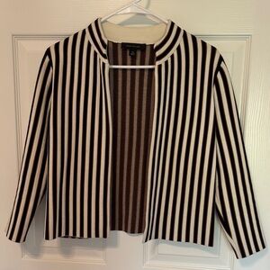 Ann Taylor Black and Cream Striped Blazer